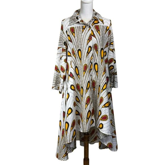 Step in Style trapeze shirt dress, bold print, African influence, statement - Picture 1 of 6